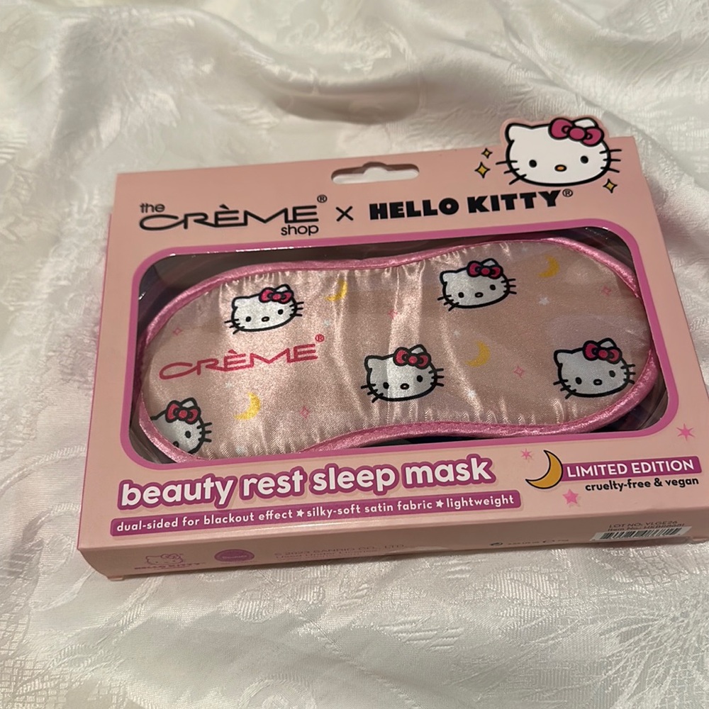 silky soft satin fabric Hello Kitty sleep mask pink